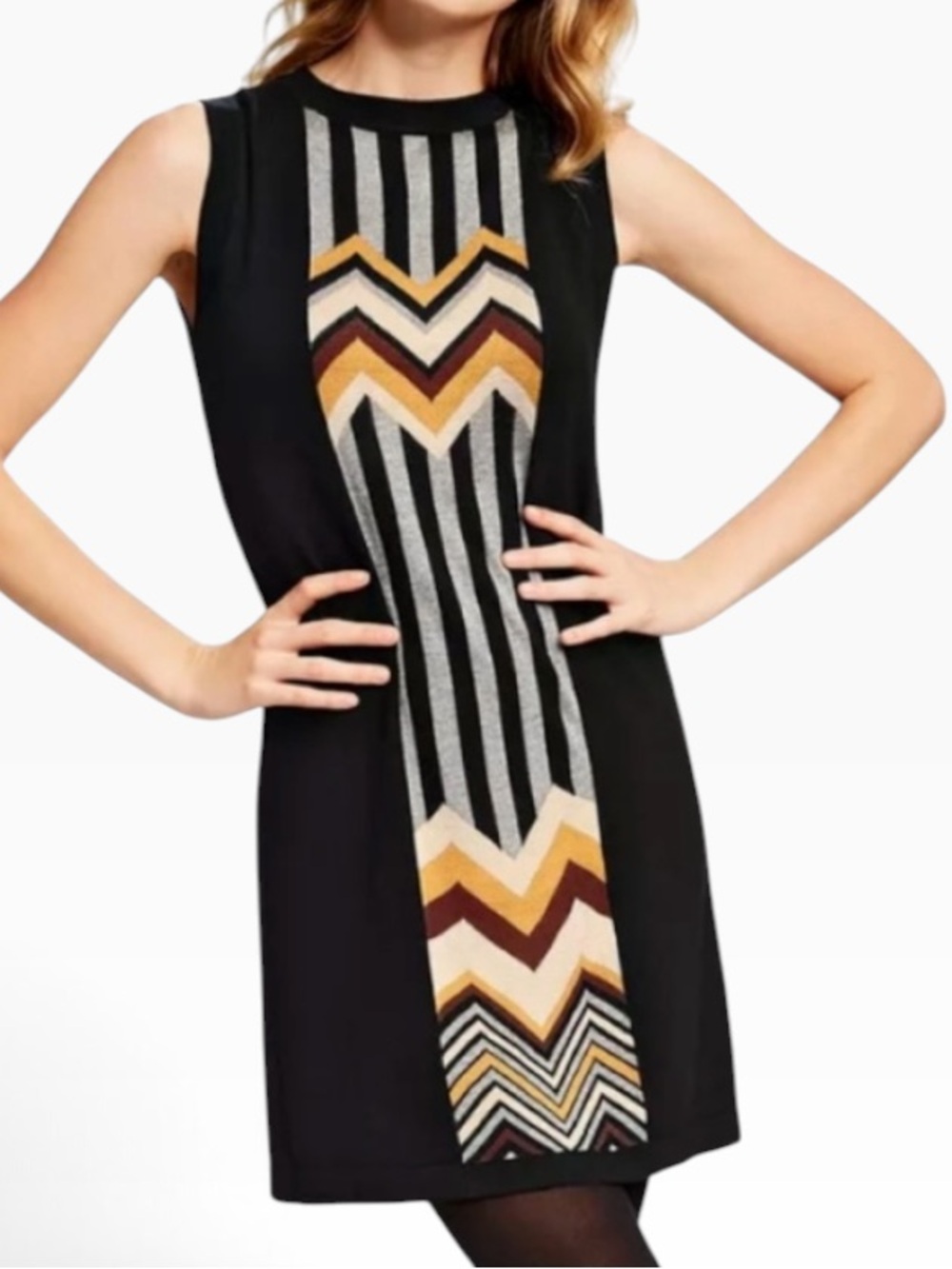 Missoni for Target Sleeveless BlackSheath Sweater Dress with Chevron Panel M